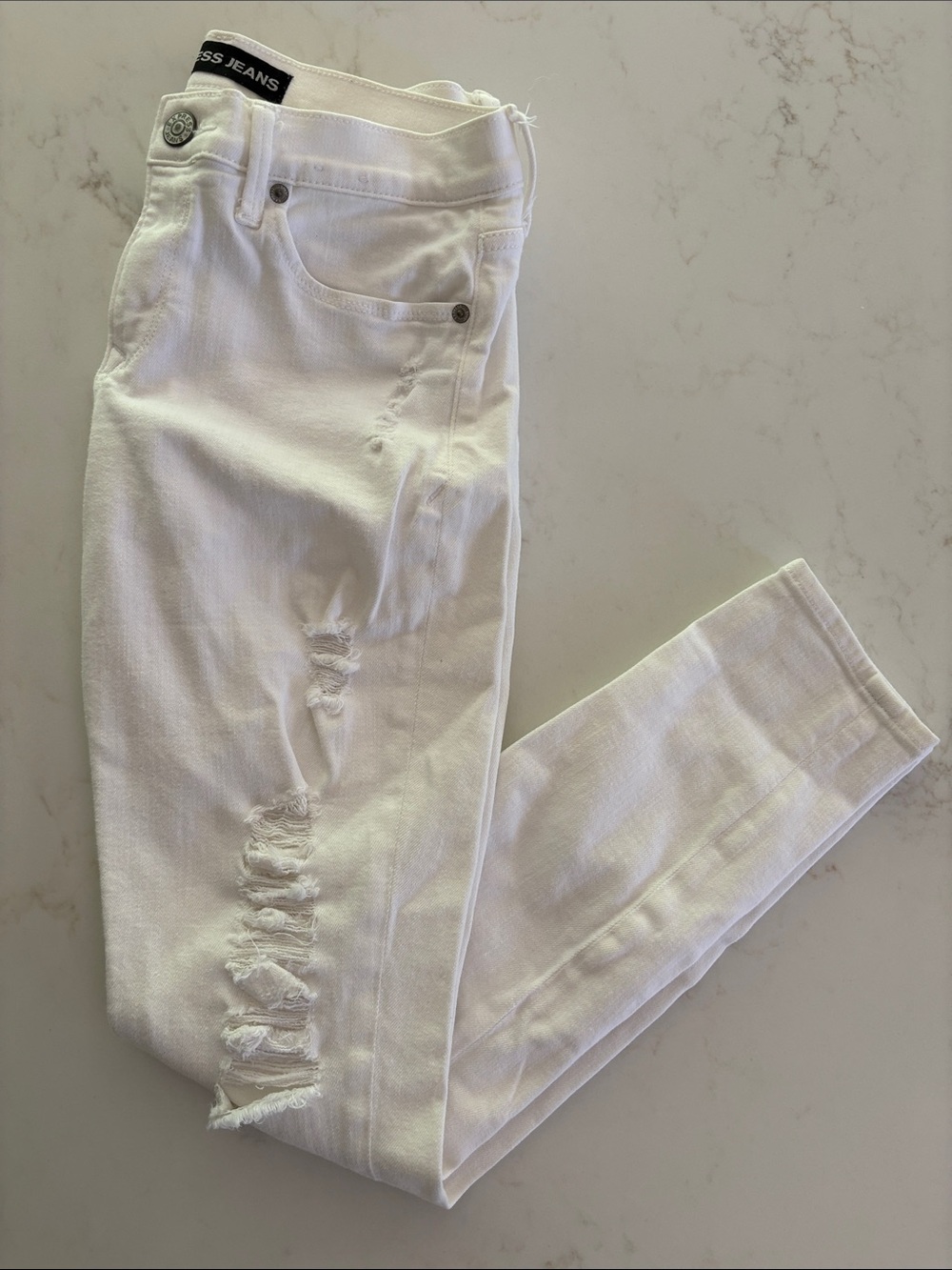 Express White Distressed Skinny Jeans - Women's
